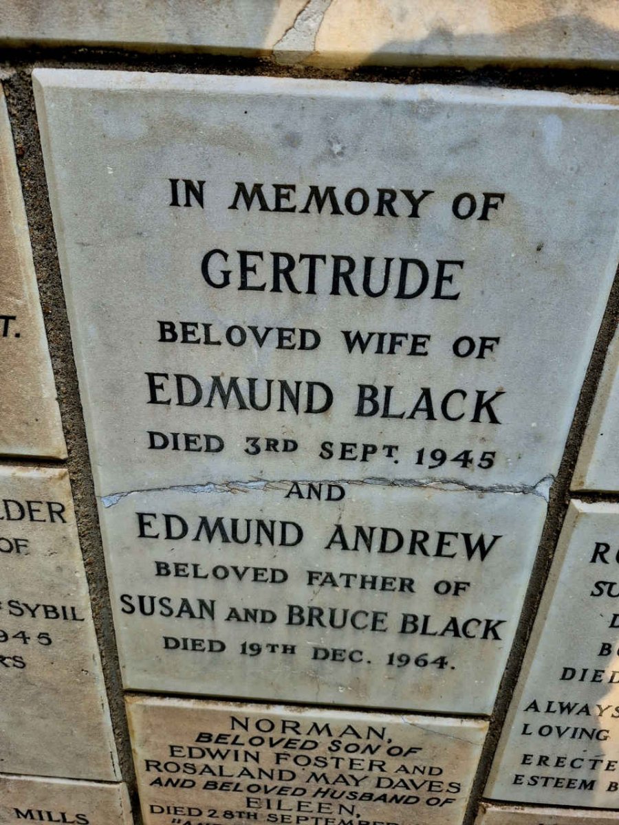 BLACK Edmund Andrew -1964 & Gertrude -1945