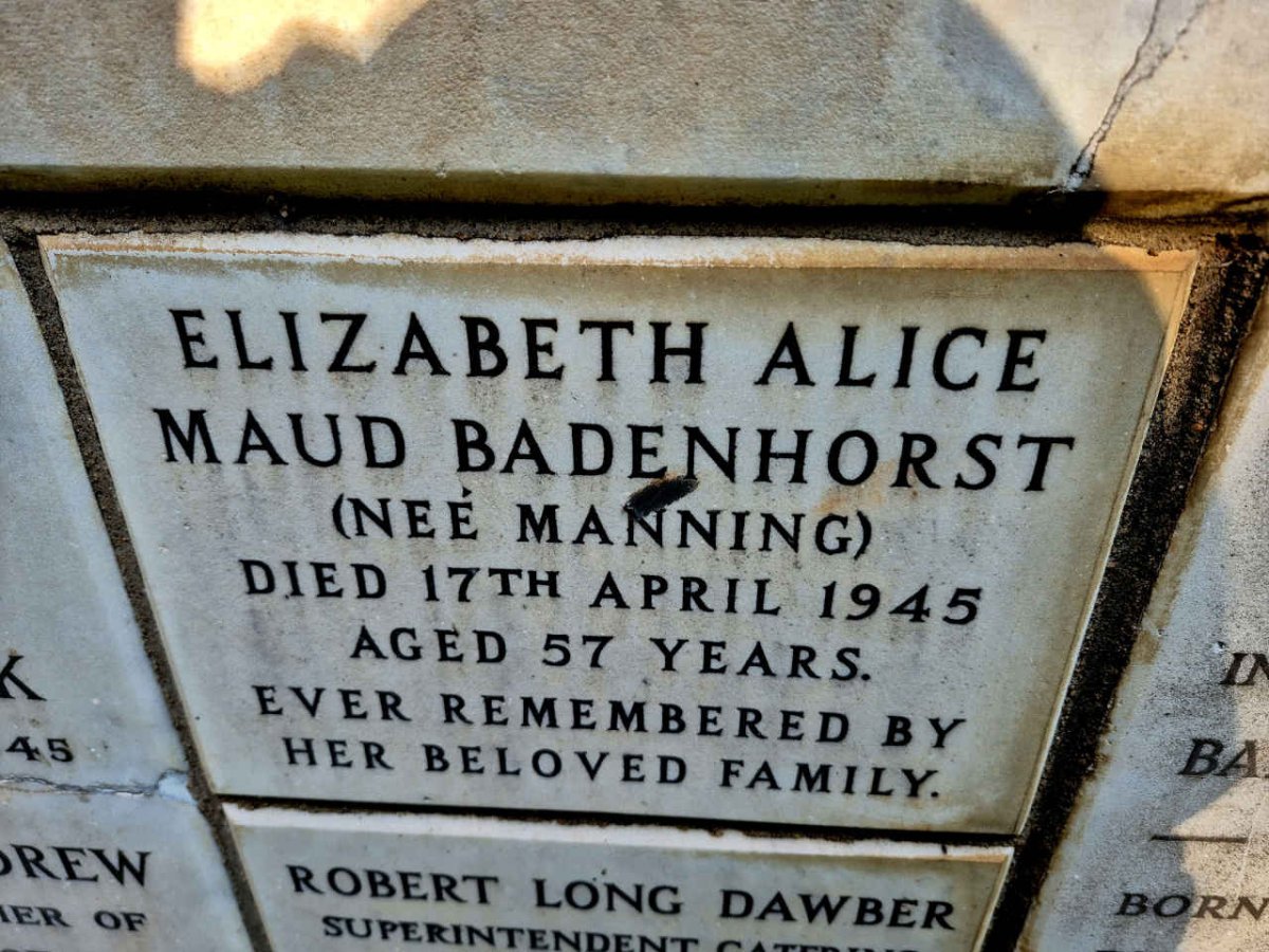 BADENHORST Elizabeth Alice Maud nee MANNING -1945
