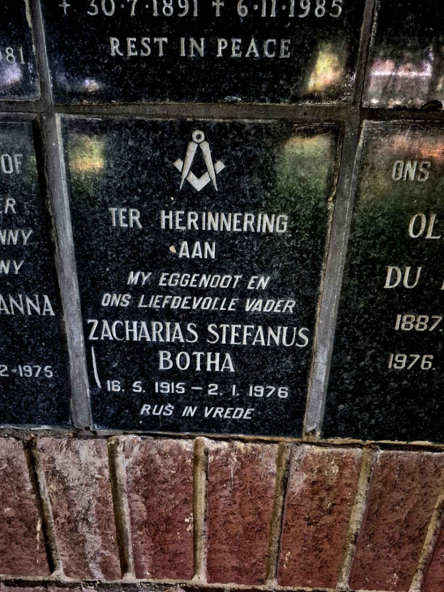 BOTHA Zacharias Stefanus 1915-1976