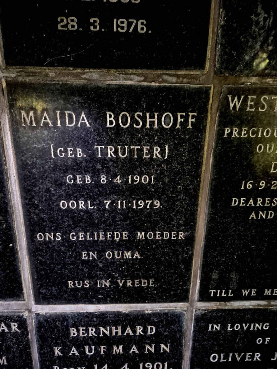 BOSHOFF Maida nee TRUTER 1901-1979