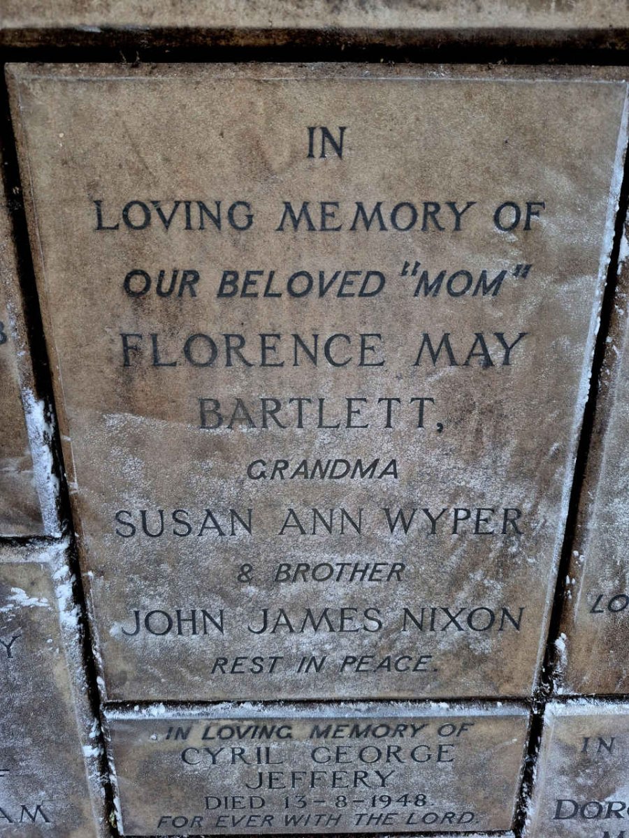 BARTLETT Florence May  :: WYPER Susan Ann :: NIXON John James 