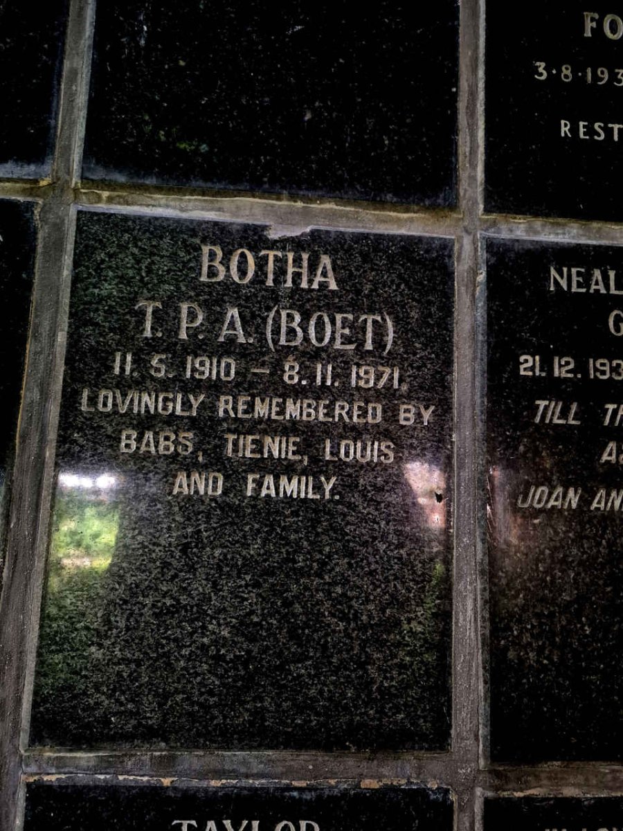 BOTHA T.P.A. 1910-1971