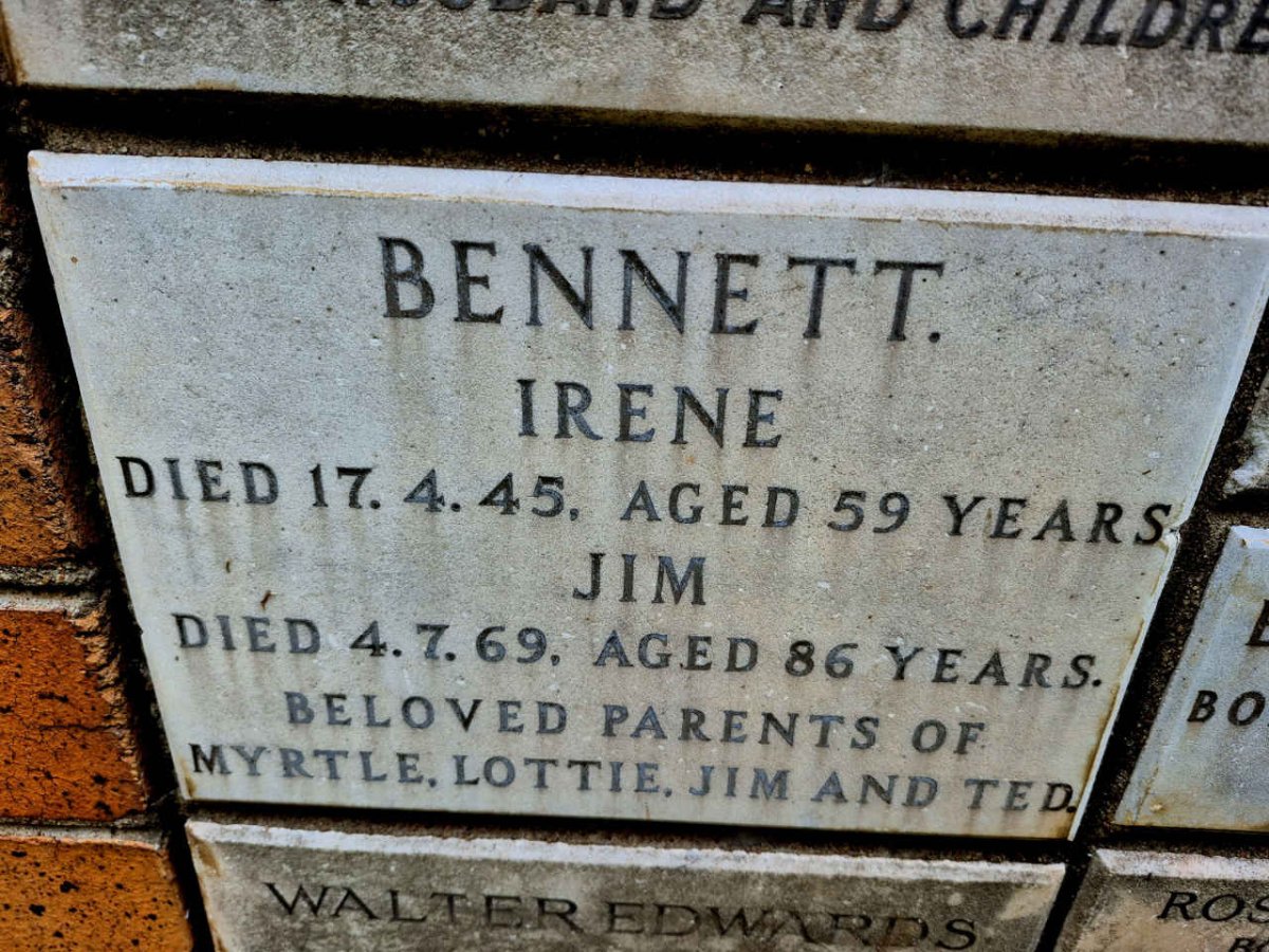BENNETT Jim -1969 & Irene -1945