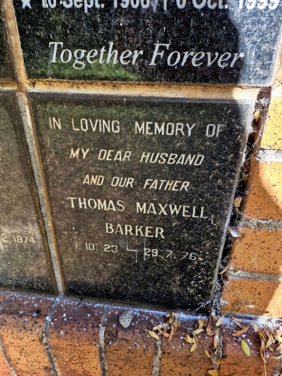 BARKER Thomas Maxwell 1923-1976
