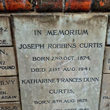 CURTIS Joseph Robbins 1874-1941 & Katharine Frances Dunn 1875-1941