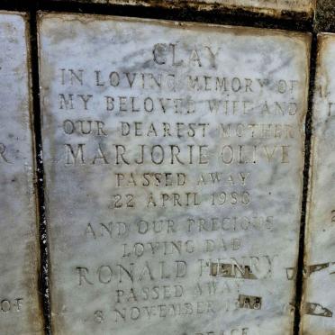 CLAY Ronald Henry -1988 & Marjorie Olive -1980