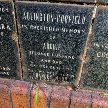 CORFIELD Archie, ADLINGTON- 1901-1977 & Frances Maud 1903-1990