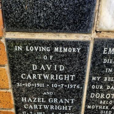 CARTWRIGHT David 1911-1976 & Hazel Grant 1912-2002