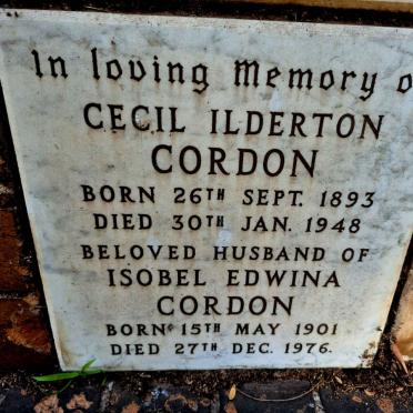 CORDON Cecil Ilderton 1893-1948 & Isobel Edwina 1901-1976