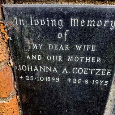 COETZEE Johanna A. 1899-1975