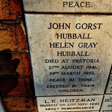 HUBBALL John Gorst -1941 & Helen Gray -1953
