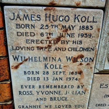 KOLL James Hugo 1883-1939 & Wilhelmina Wilson 1884-1974