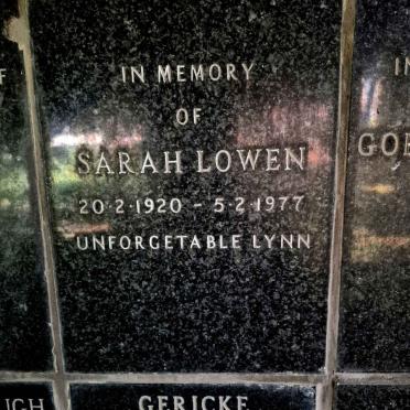 LOWEN Sarah 1920-1977