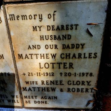 LOTTER Matthew Charles 1912-1978