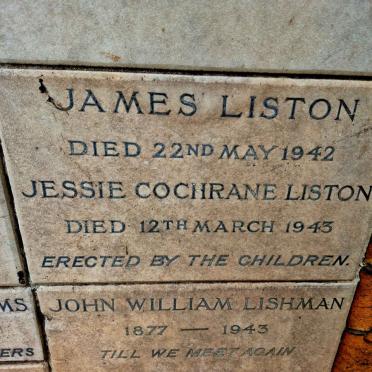 LISTON James -1942 & Jessie Cochrane -1943