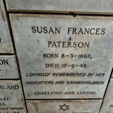 PATERSON Susan Frances 1867-1948