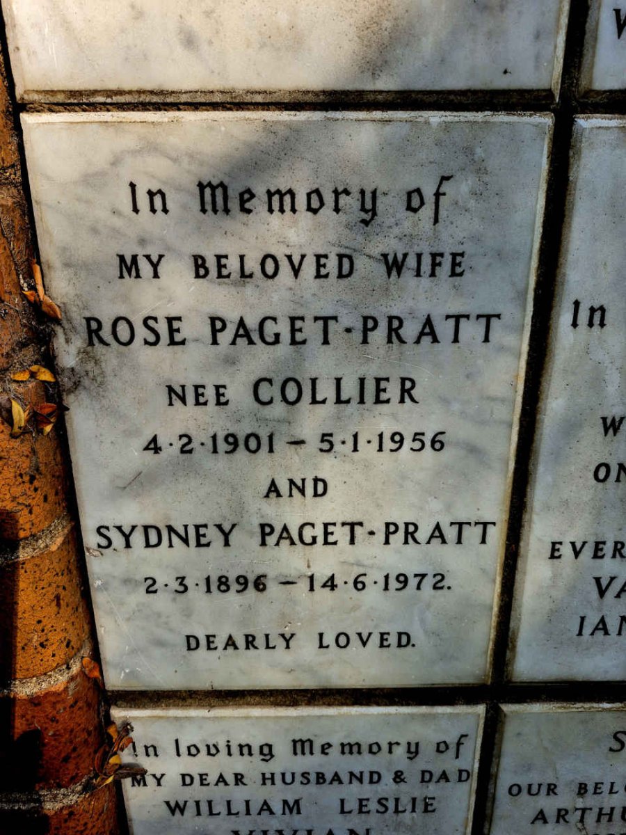PRATT Sydney, PAGET 1896-1972 & Rose COLLIER 1901-1956