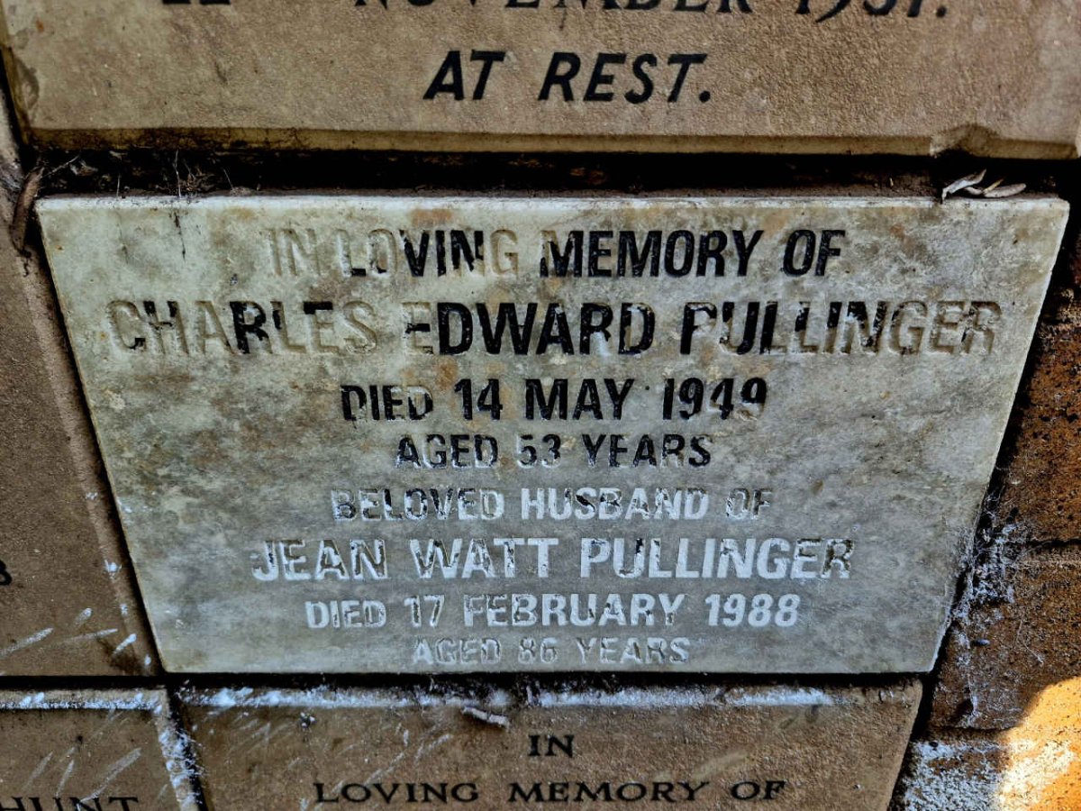 PULLINGER Charles Edward -1949 & Jean Watt -1988