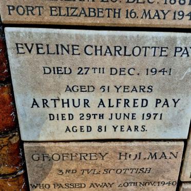 PAY Arthur Alfred -1971 & Eveline Charlotte -1941