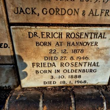 ROSENTHAL Erich 1878-1946 & Frieda 1888-1968