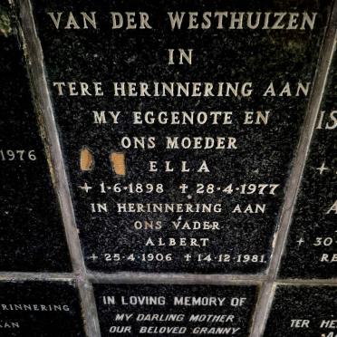 WESTHUIZEN Albert, van der 1906-1981 & Ella 1898-1977