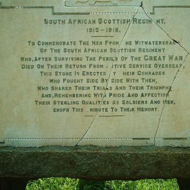07. Memorial - South African Scottish Regiment 1915-1918