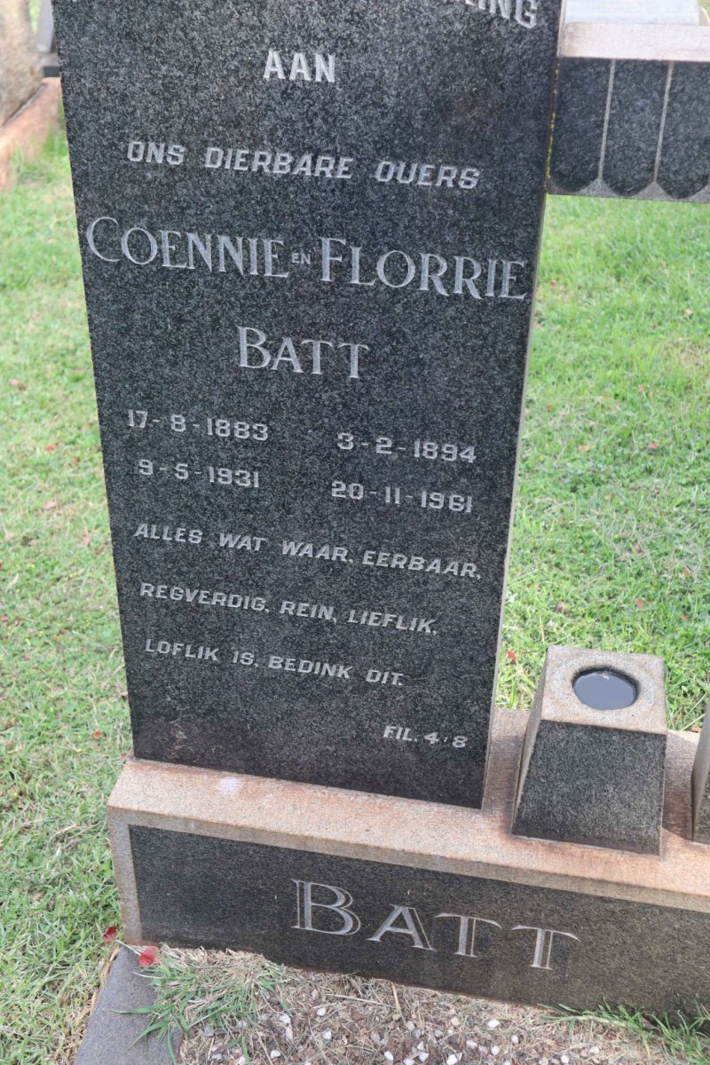 BATT Coennie 1883-1931 &amp; Florrie 1894-1961