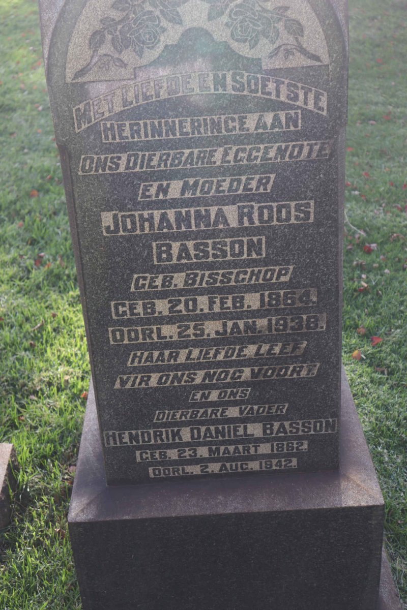 BASSON Hendrik Daniel 1862-1942 &amp; Johanna Roos BISSCHOP 1864-1938