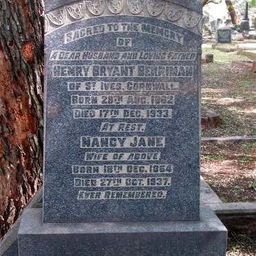 BERRIMAN Henry Bryant 1862-1933 &amp; Nancy Jane 1864-1937