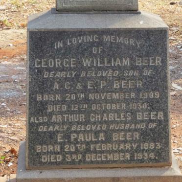 BEER Arthur Charles 1883-1934 :: BEER George William 1909-1930