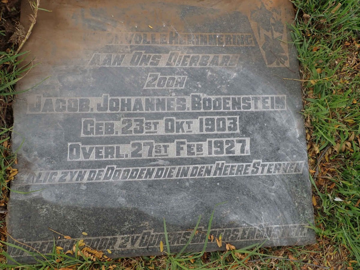 BODENSTEIN Jacob Johannes 1903-1927