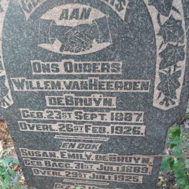 BRUΫN Willem van Heerden, de 1887-1926 &amp; Susn Emilÿ BAGG 1889-1925