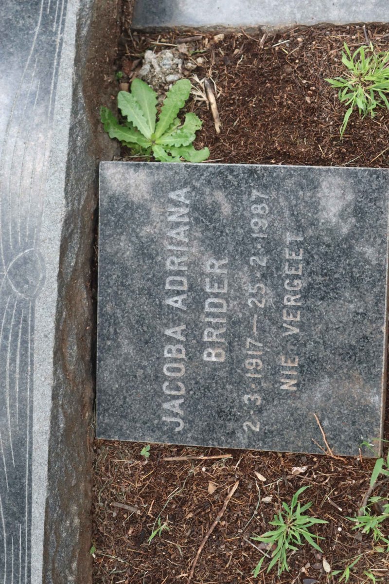 BRIDER Jacoba Adriana 1917-1987