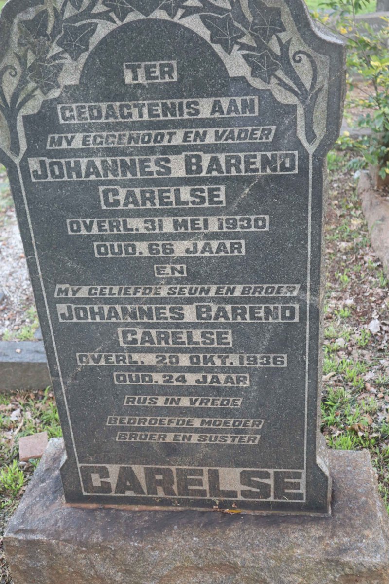 CARELSE Johannes Barend -1930 :: CARELSE Johannes Barend -1936