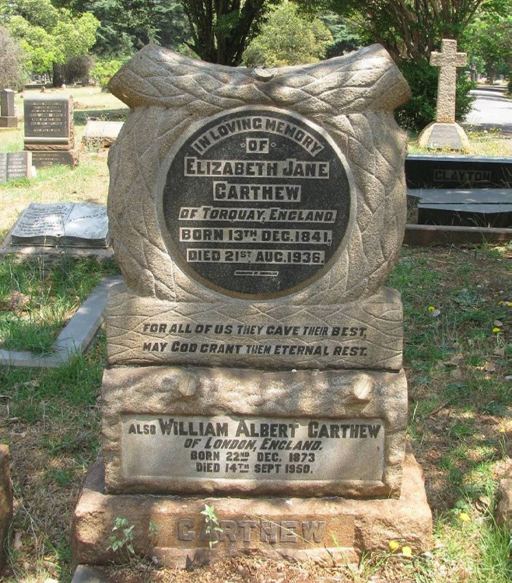 CARTHEW Elizabeth Jane 1841-1936 :: CARTHEW William Albert  1873-1950