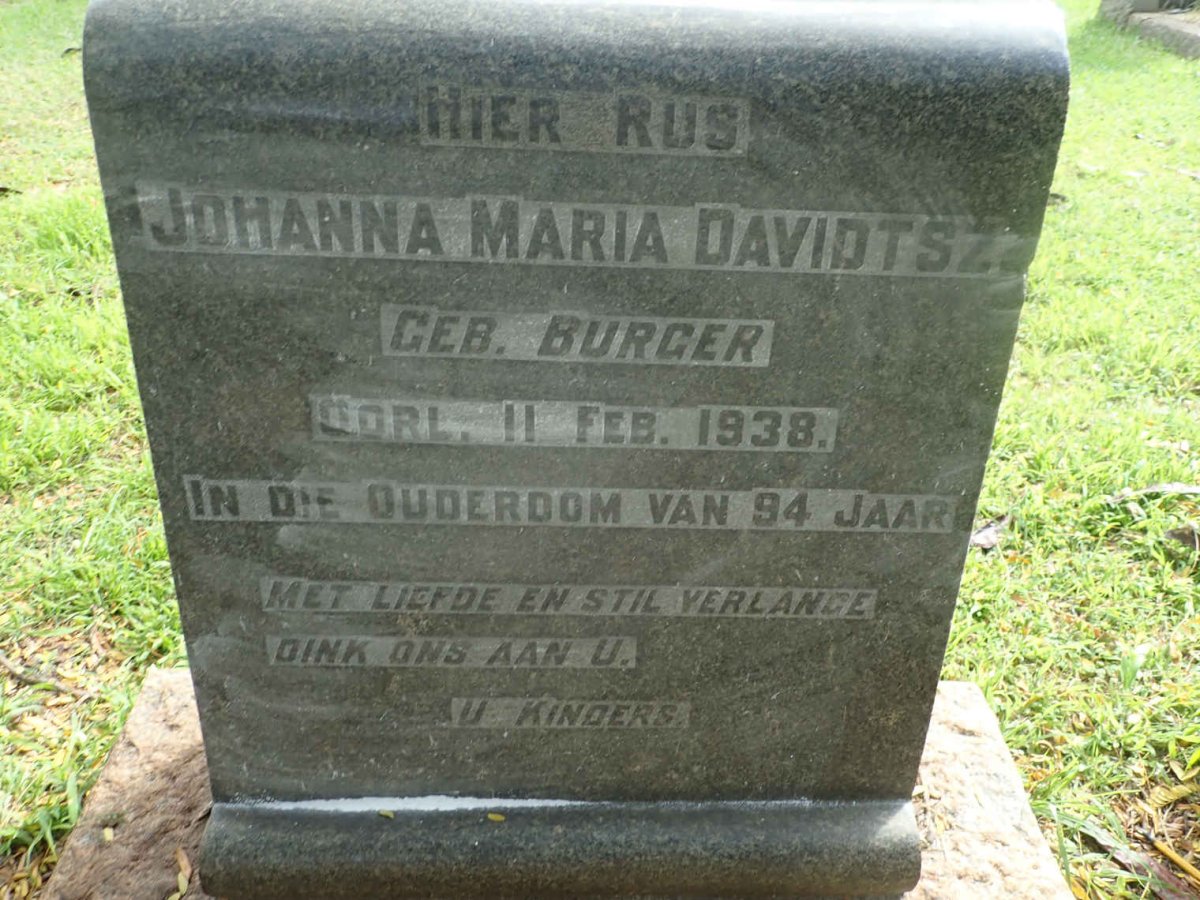 DAVIDTSZ Johanna Maria nee BURGER -1938