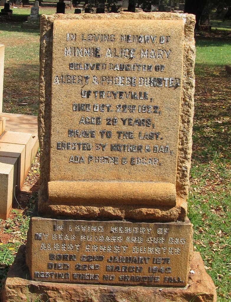 DUNSTER Albert Ernest 1871-1942 :: DUNSTERMinnie Alice Mary -1922