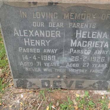 DOVE Alexander Henry -1959 &amp; Helena Magrieta -1926