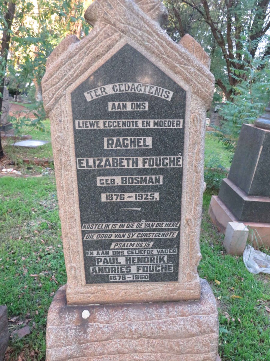 FOUCHÉ Rachel Elizabeth nee BOSMAN 1876-1925