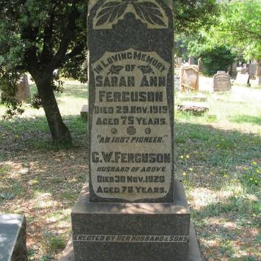 FERGUSON G.W. -1928 &amp; Sarah Ann -1919