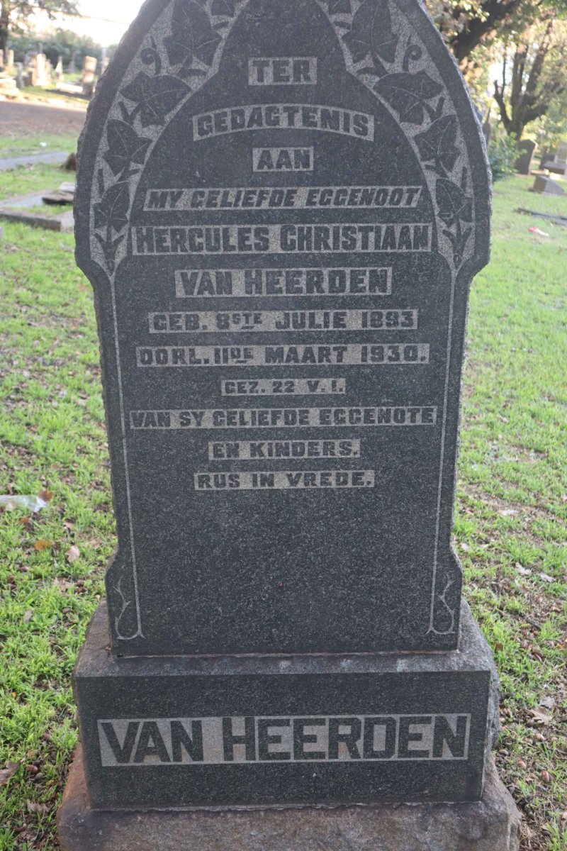 HEERDEN Hercules Christiaan, van 1893-1930