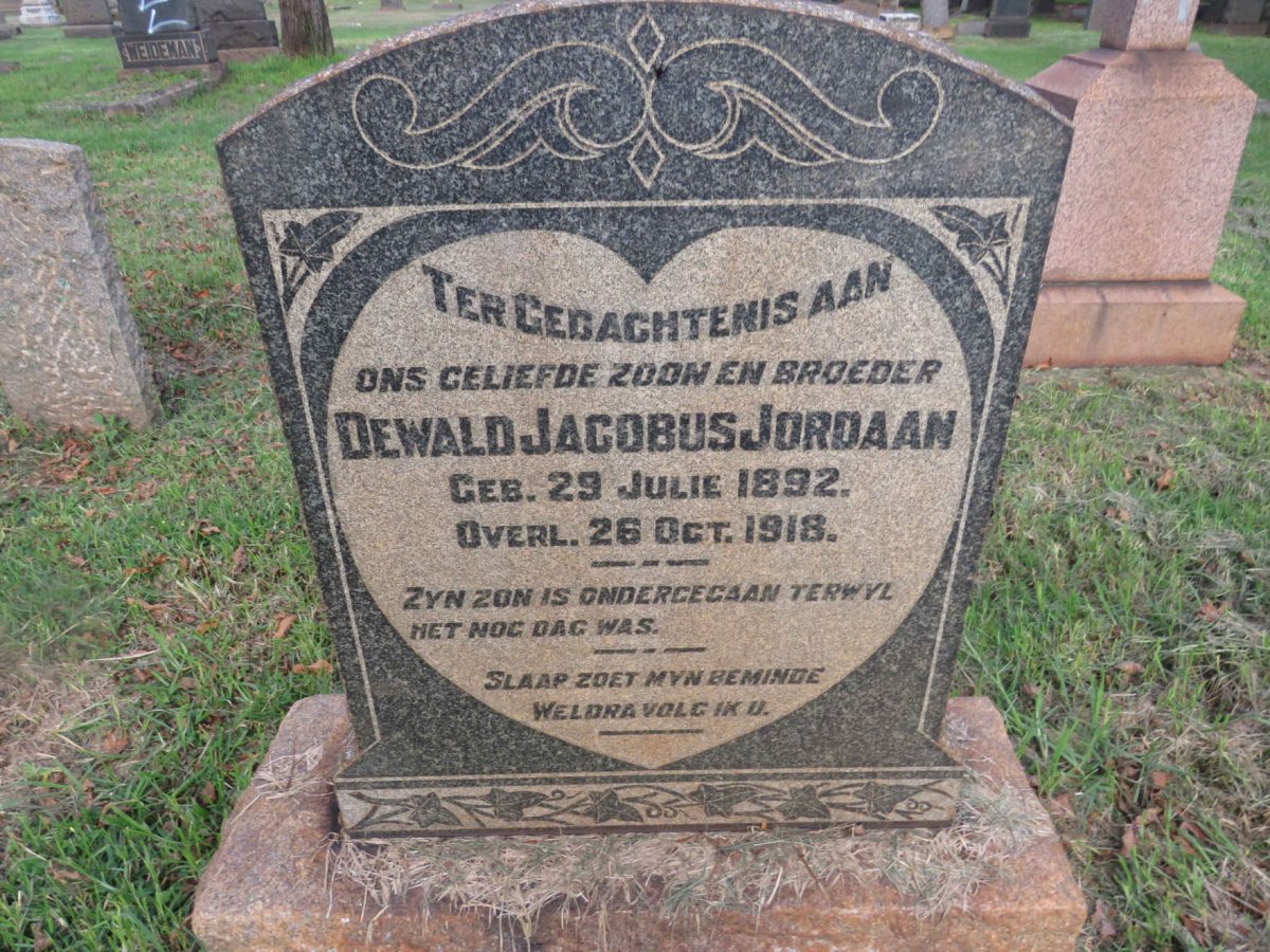 JORDAAN Dewald Jacobus 1892-1918