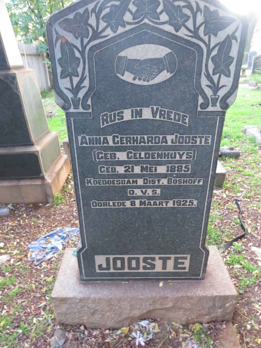 JOOSTE Anna Gerharda nee GELDENHUYS 1885-1925