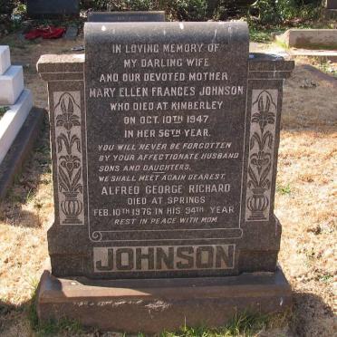 JOHNSON Alfred George Richard -1976 &amp; Mary Ellen Frances -1947