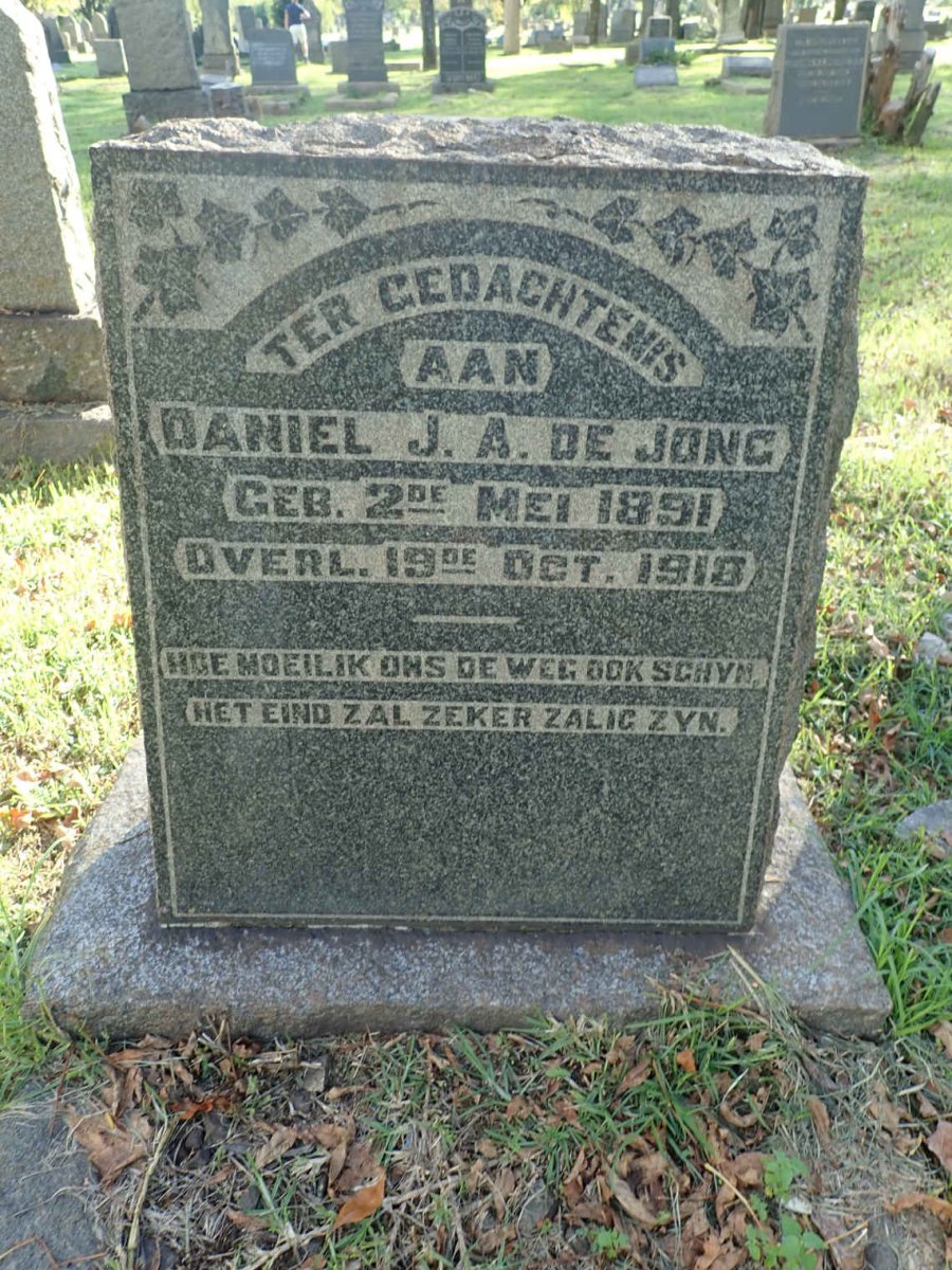 JONG Daniel J.A., de 1891-1918