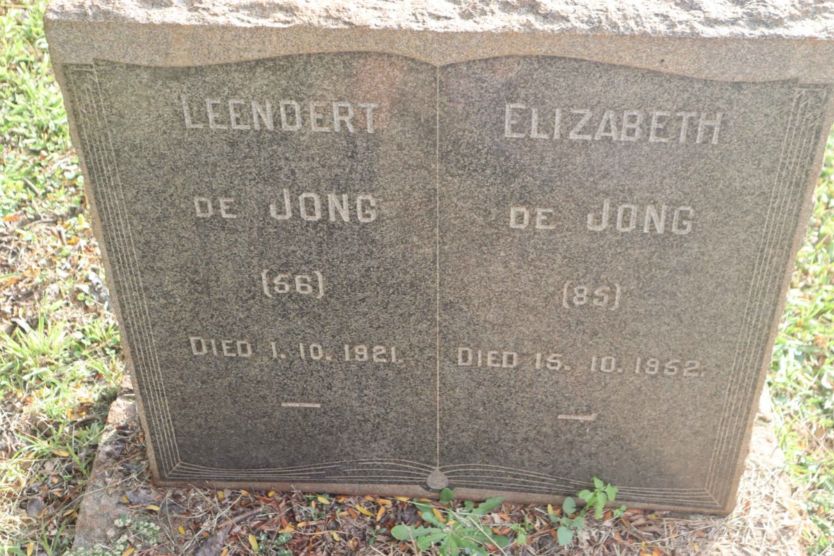 JONG Leendert, de -1921 &amp; Elizabeth -1952