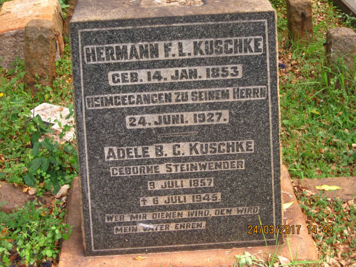 KUSCHKE Hermann F.L. 1853-1927 &amp; Adele B.C. STEINWENDER 1857-1945