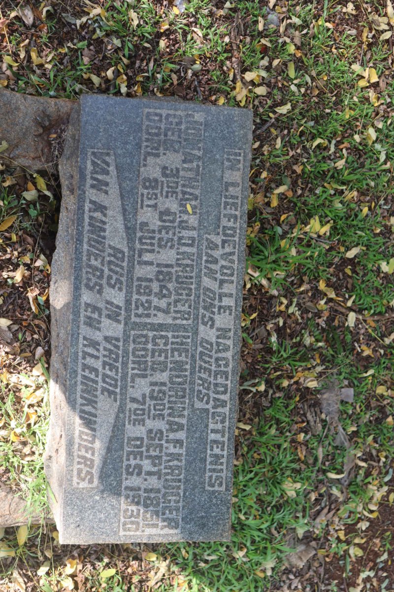KRUGER Jonathan J.D. 1847-1921 &amp; Hendrina A.F. 1851-1930