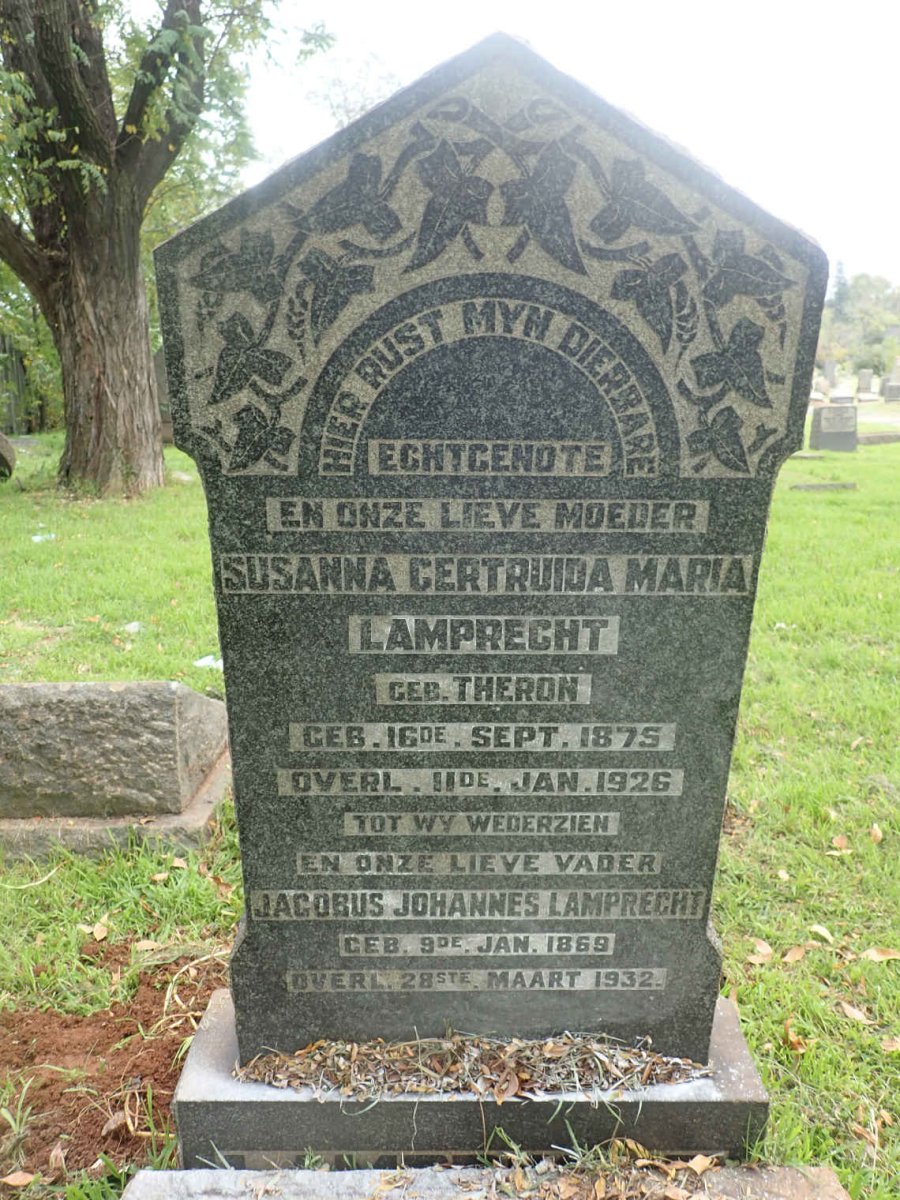 LAMPRECHT Jacobus Johannes 1869-1932 &amp; Susanna Gertruida Maria THERON 1875-1926