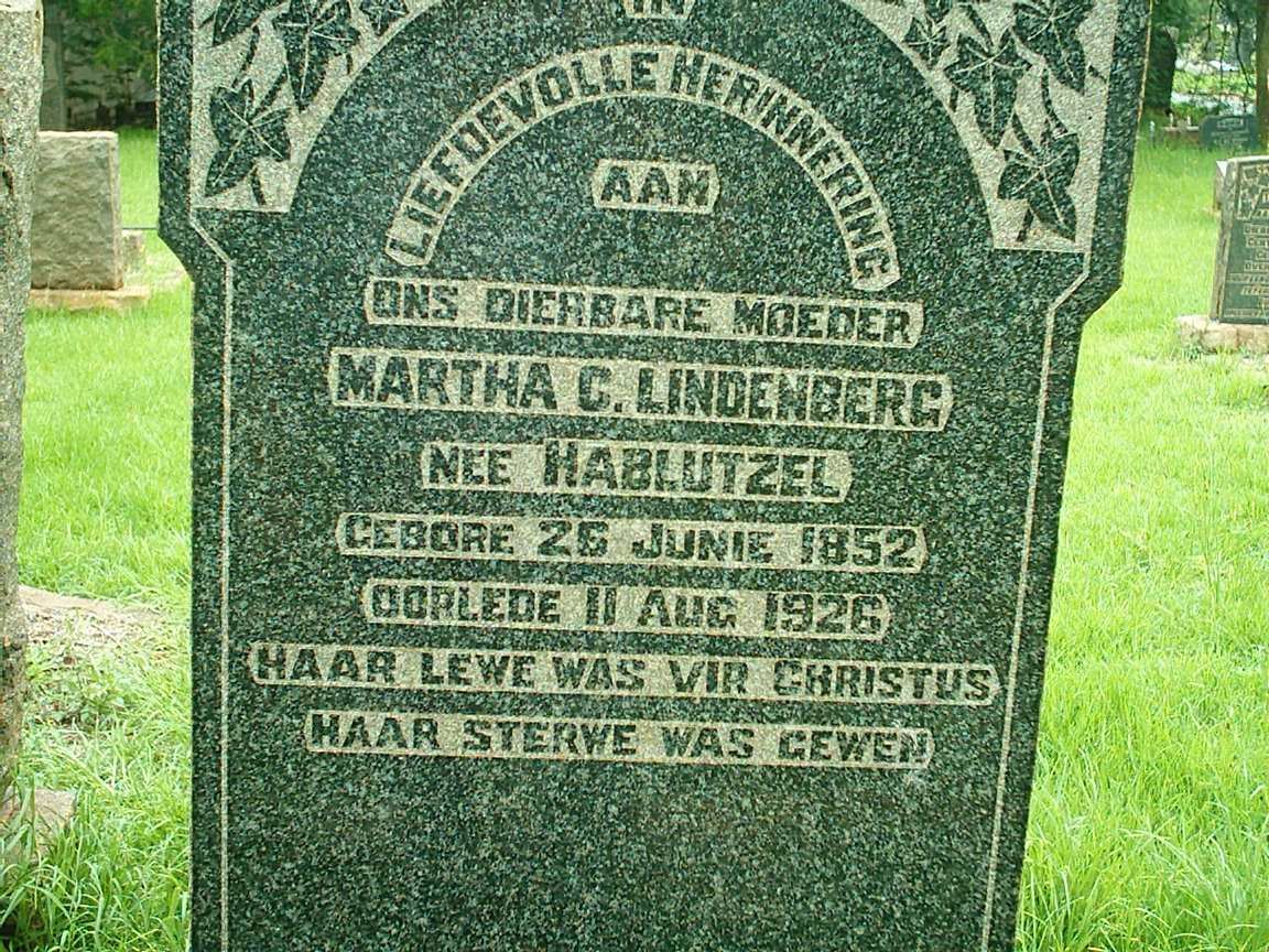 LINDENBERG Martha C. nee HABLUTZEL 1852-1926
